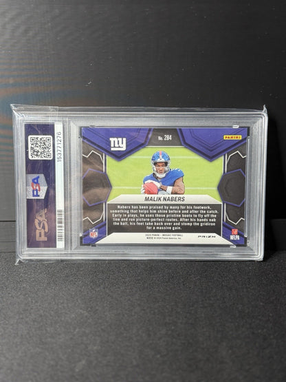 Panini 2024 Mosaic Malik Nabers NFL Debut Red Sparkle RCPrizm #284 PSA 91
