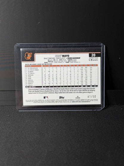 Topps 2025 Series 1 Coby Mayo #20 Orioles Rookie Serial Numbered 41/501