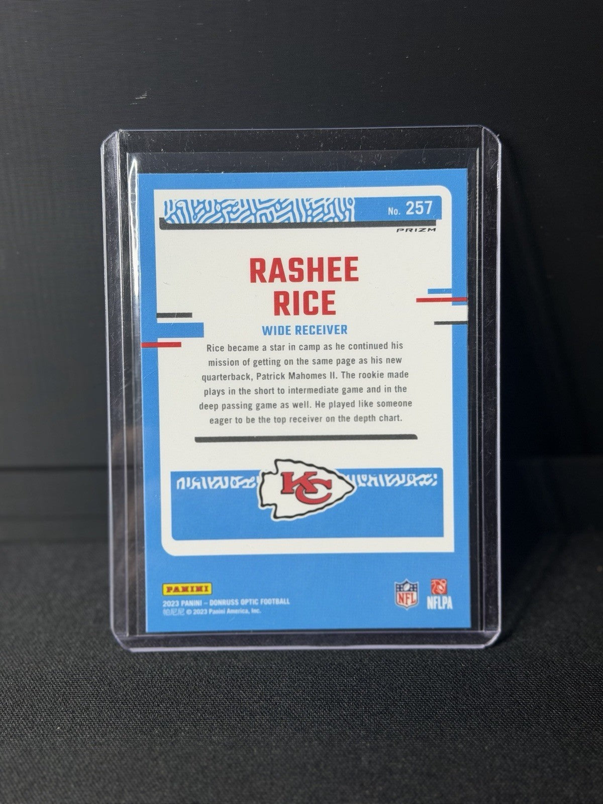 Panini 2023 Donruss Optic Rated Rookie holo Prizm Rashee Rice #257 Chiefs NFL1