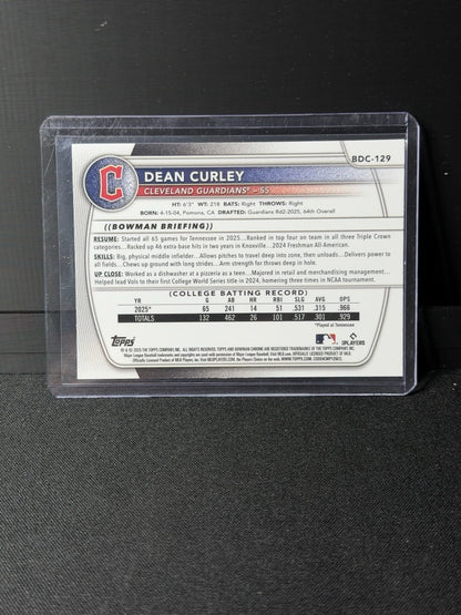Topps 2025 Bowman Chrome Green Reptilian Dean Curley #BDC-129/99 Guardians Rook…1