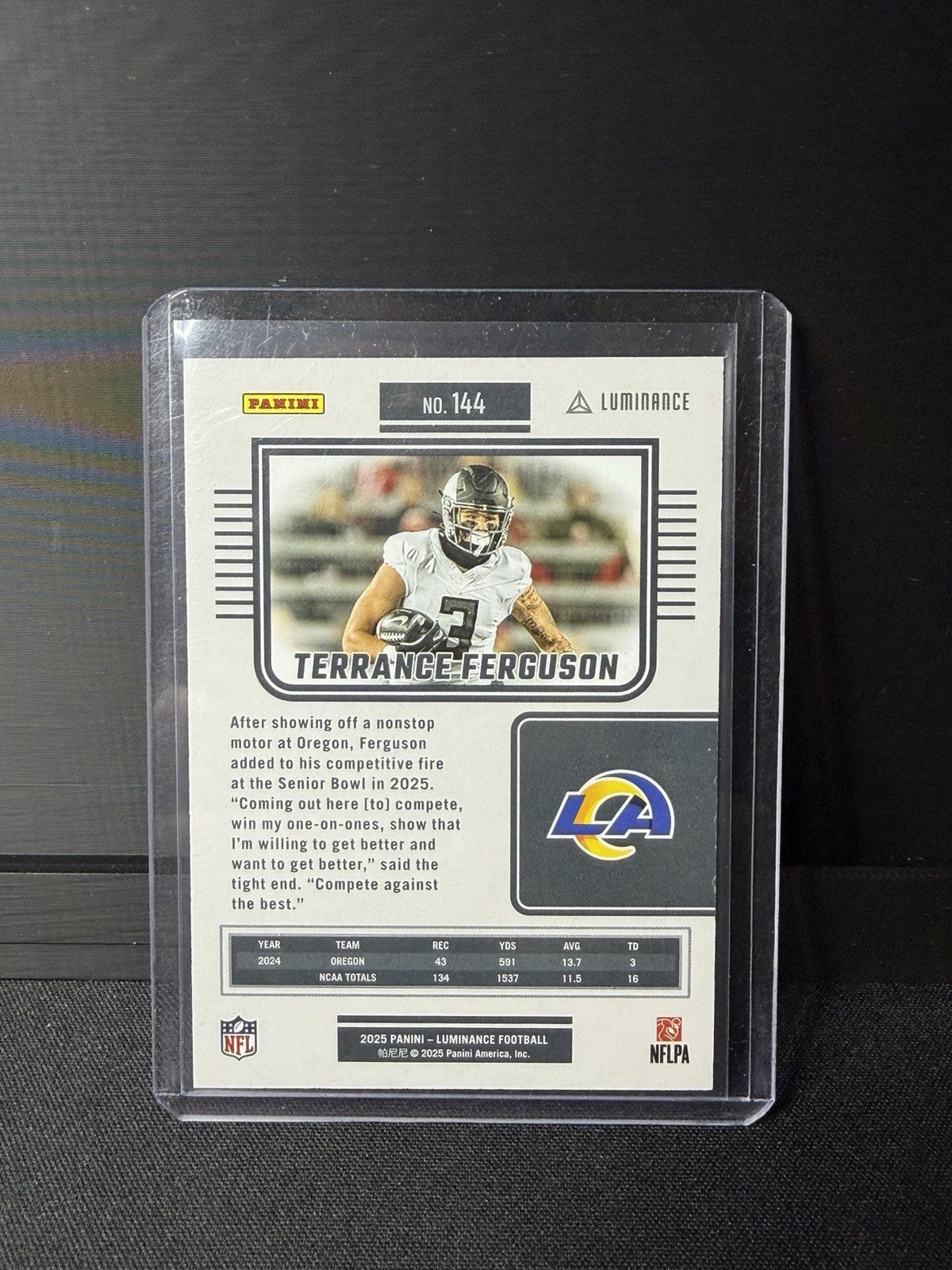 Panini 2025 Luminance Terrance Ferguson /75 #144 Los Angeles Rams Rookie1