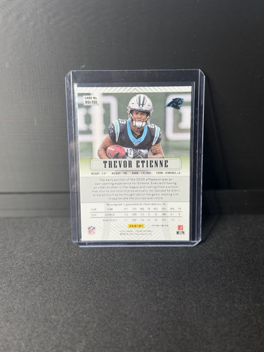 2025 Prizm Trevor Etienne blue camo Rookie Auto /25 panthers NO.RSI-TEE1