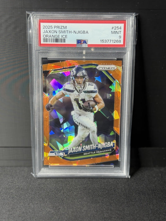 Panini 2025 Prizm Jaxon Smith-Njigba Orange Ice #254 Seahawks PSA 90