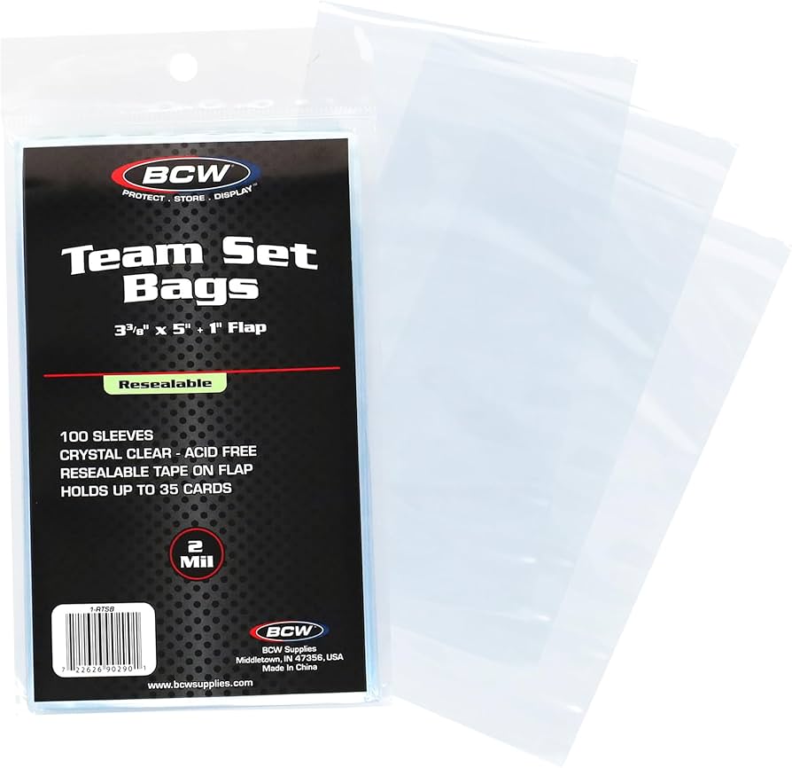 BCW TEAM SET BAGS 3 3/8” x 5” + 1” flap (100 sleeves)