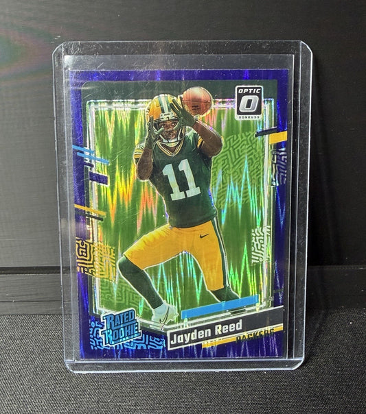  2023 Donruss Optic Jayden Reed purple shock Rated Rookie Prizm #239 Packers0