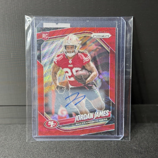 2025 Prizm Jordan James red wave 49ers Rookie Auto RC #323 /1490