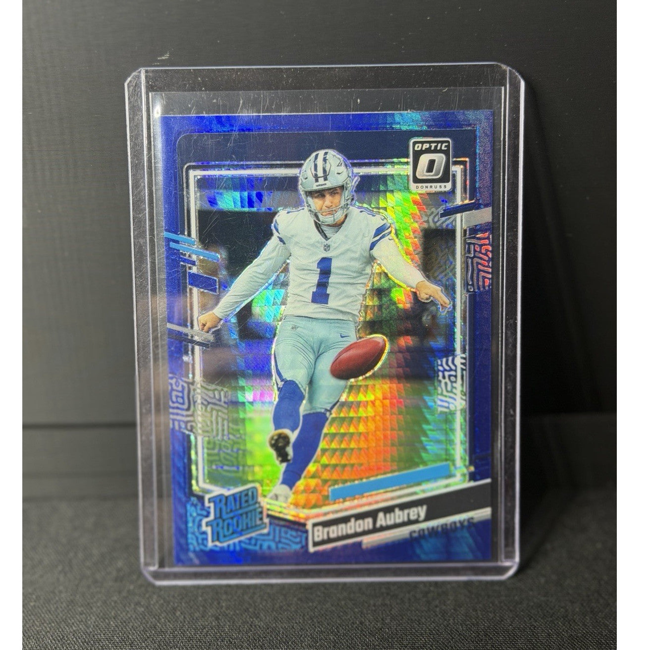 Panini 2023 Donruss Optic Rated Rookie Brandon Aubrey #226 Blue Hyper Prizm Cow…0
