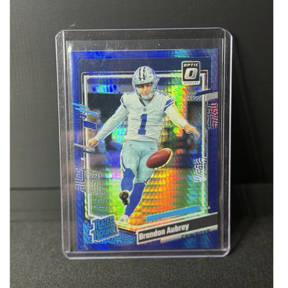 Panini 2023 Donruss Optic Rated Rookie Brandon Aubrey #226 Blue Hyper Prizm Cow…0