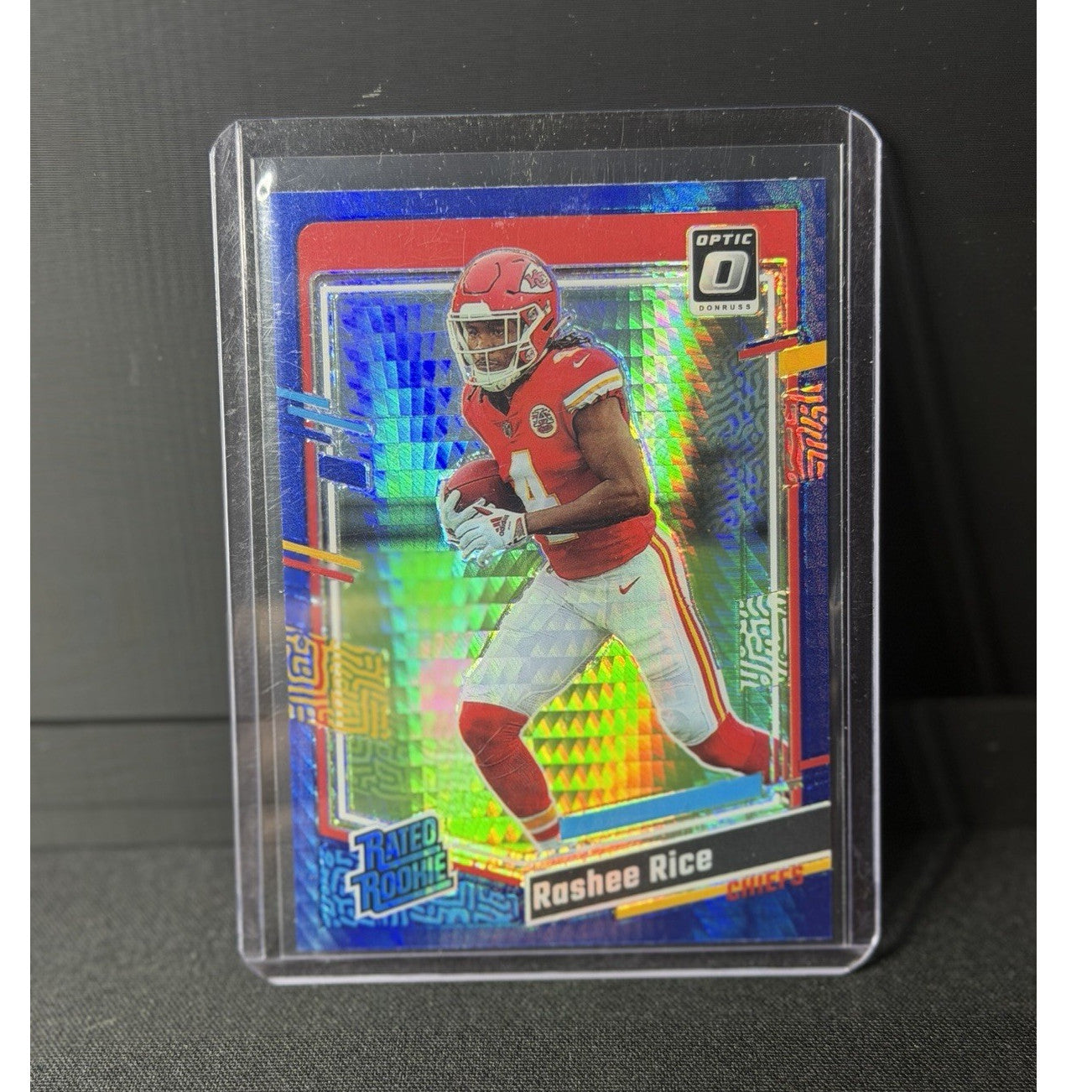 2023 Donruss Optic Rashee Rice Rated Rookie blue hyper Prizm #257 Chiefs NFL0