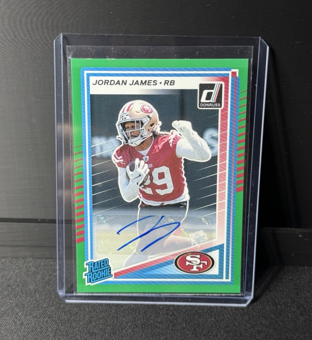 Panini 2025 Donruss Jordan James Rated Rookie green Signed Auto #398 49ers0