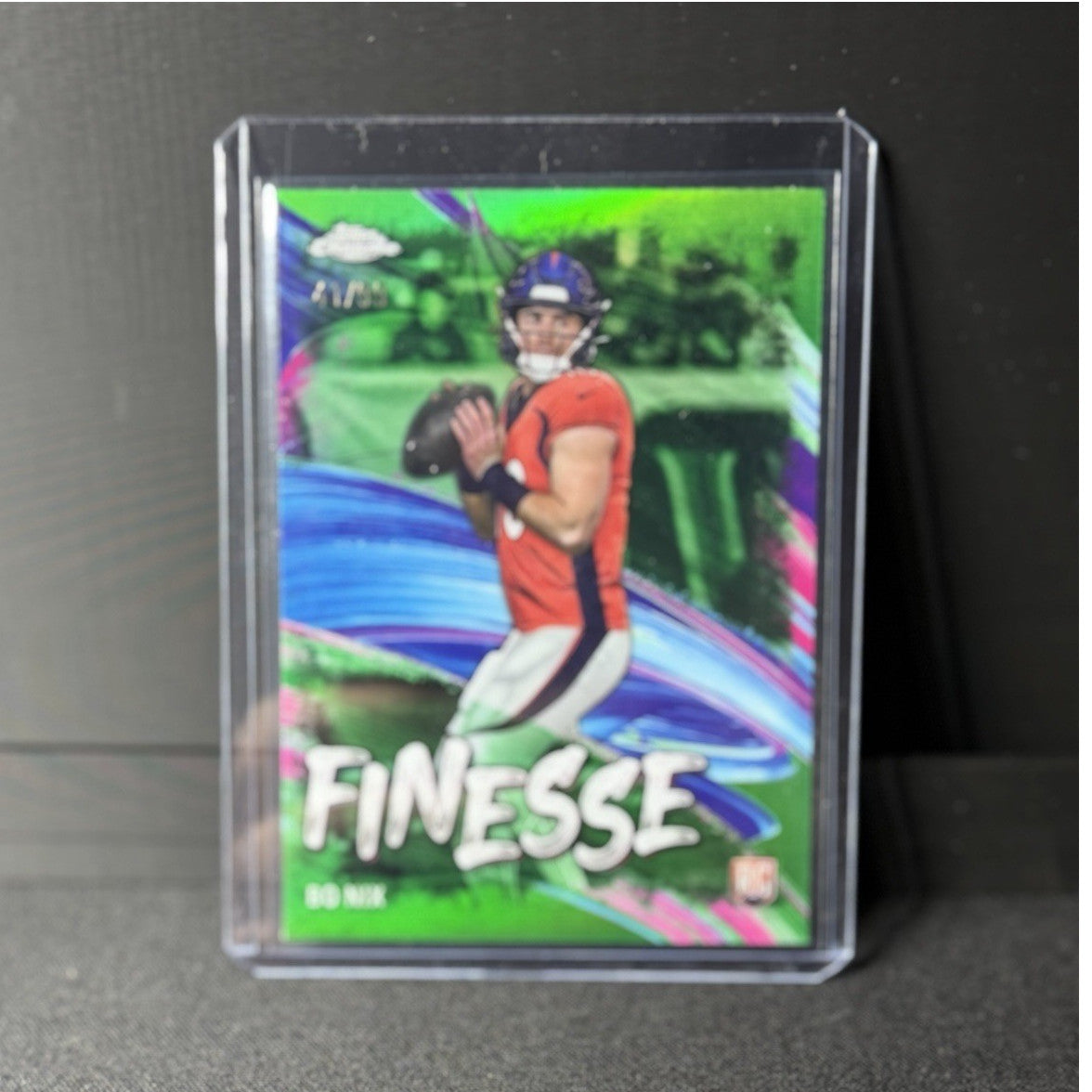 Topps 2024 Topps Chrome Bo Nix Broncos Finesse F-4 Green Refractor 41/99 RC0