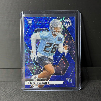 Panini 2025 Mosaic Kalel Mullings #390 Titans No Huddle Blue Prizm 71/99 Rookie0