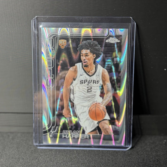 2025-26 Topps Chrome Dylan Harper silver raywave RC #252 San Antonio Spurs0